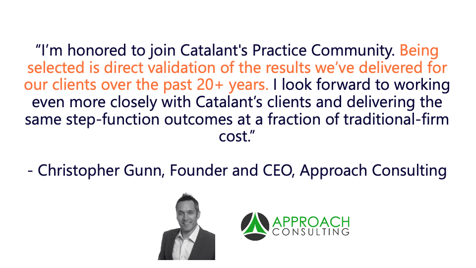 Professional headshot and statement from Christopher Gunn, founder of Approach Consulting, with years of experience in consulting and advisory services